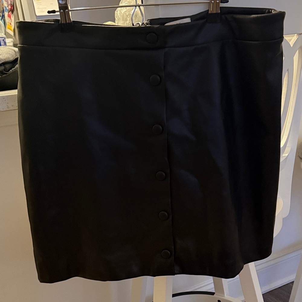 LOFT Black Faux Leather Mini Skirt